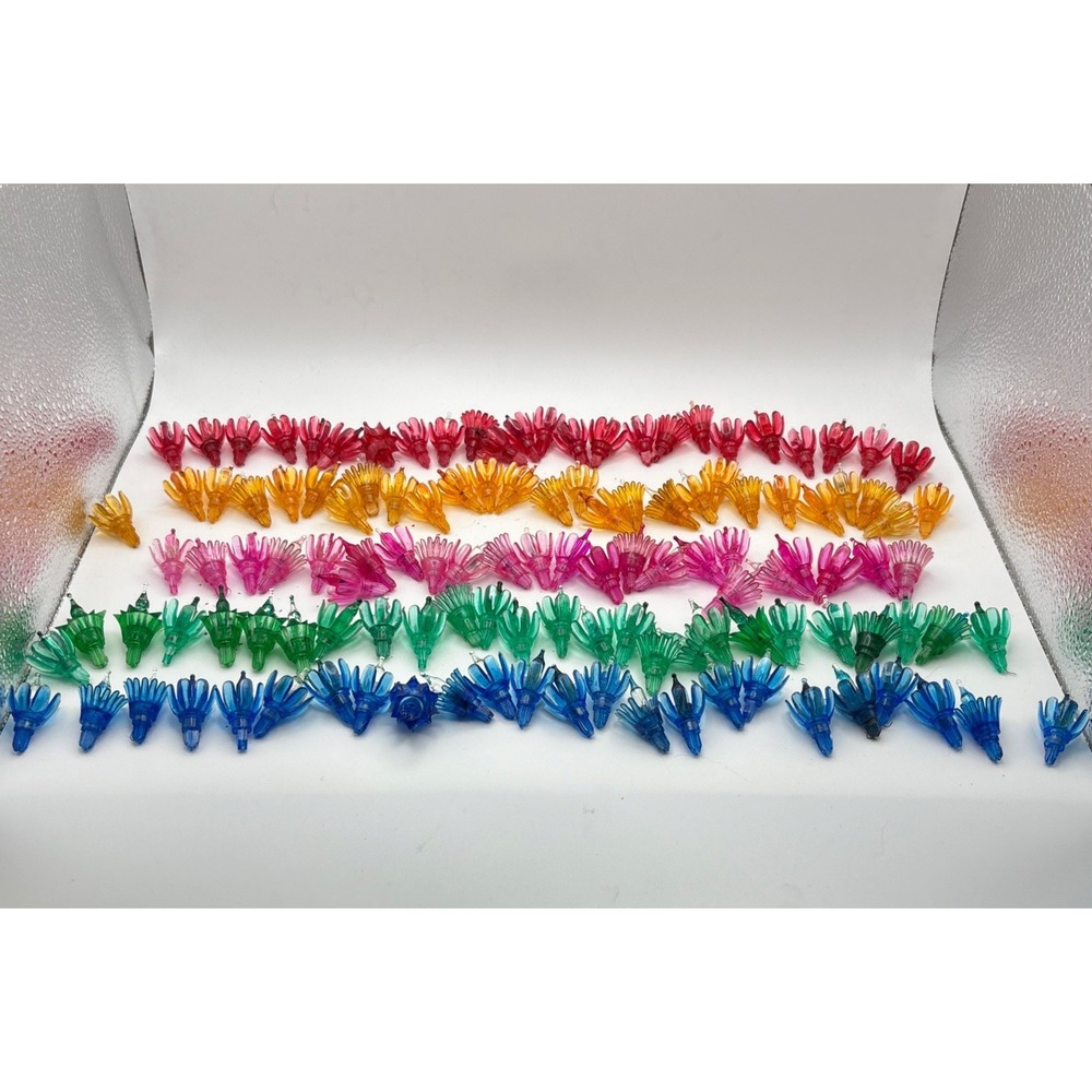 Vtg String Light Flower Tulip Sputnik Atomic Multi Color Covers Reflectors AS IS